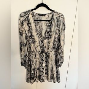 Zara silky snakeskin print dress. Button down A line, slight cinch at waist.